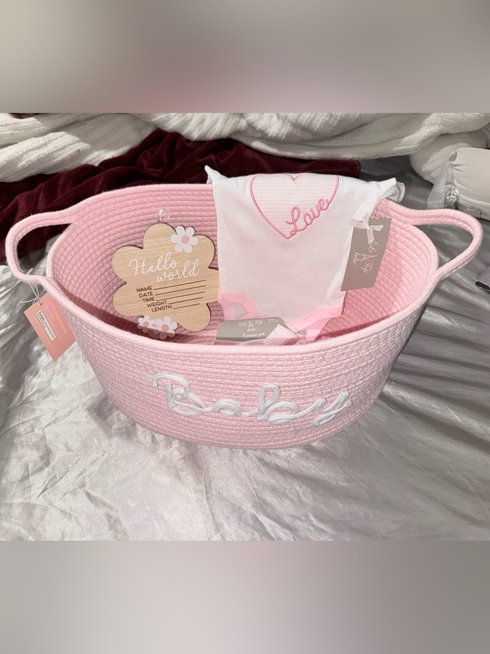 Le Top Pink & White Baby Headband Set with Bow